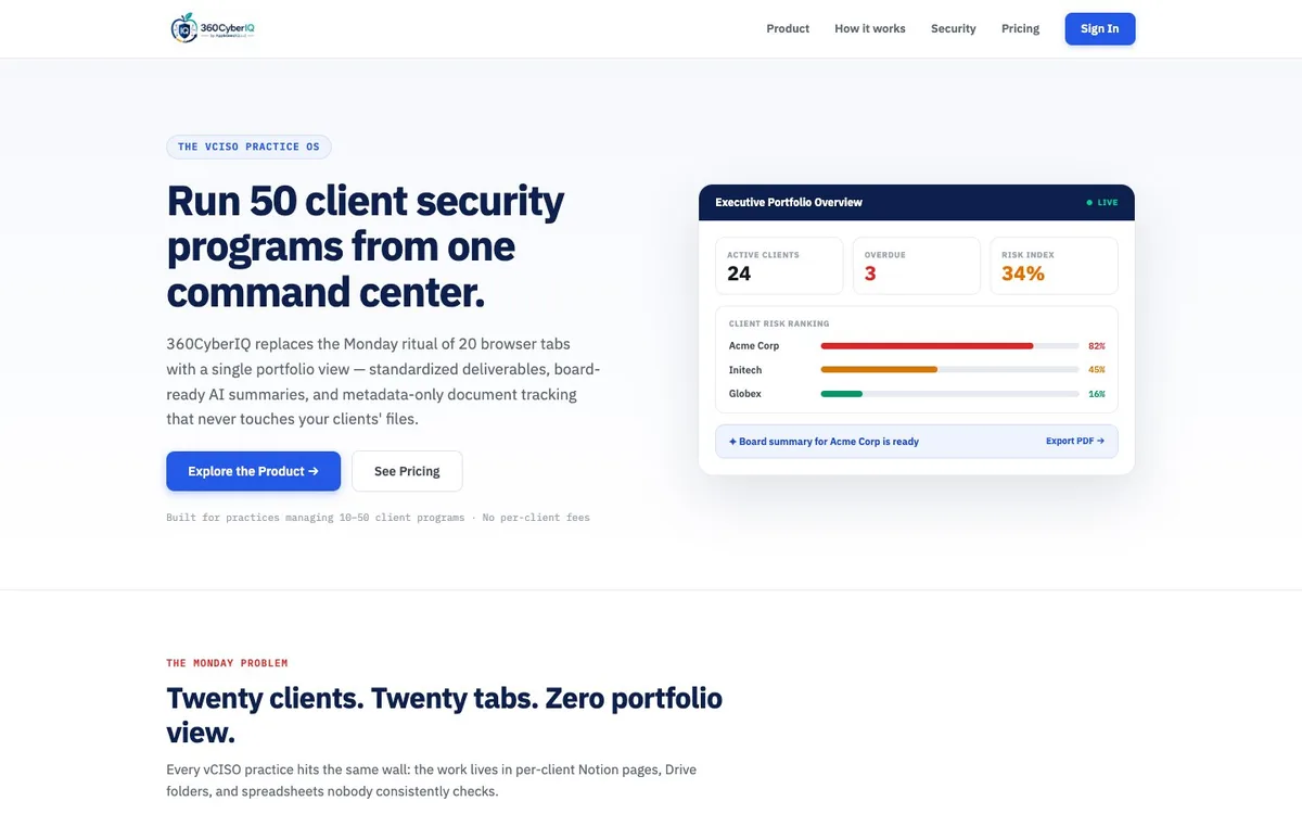360CyberIQ product interface